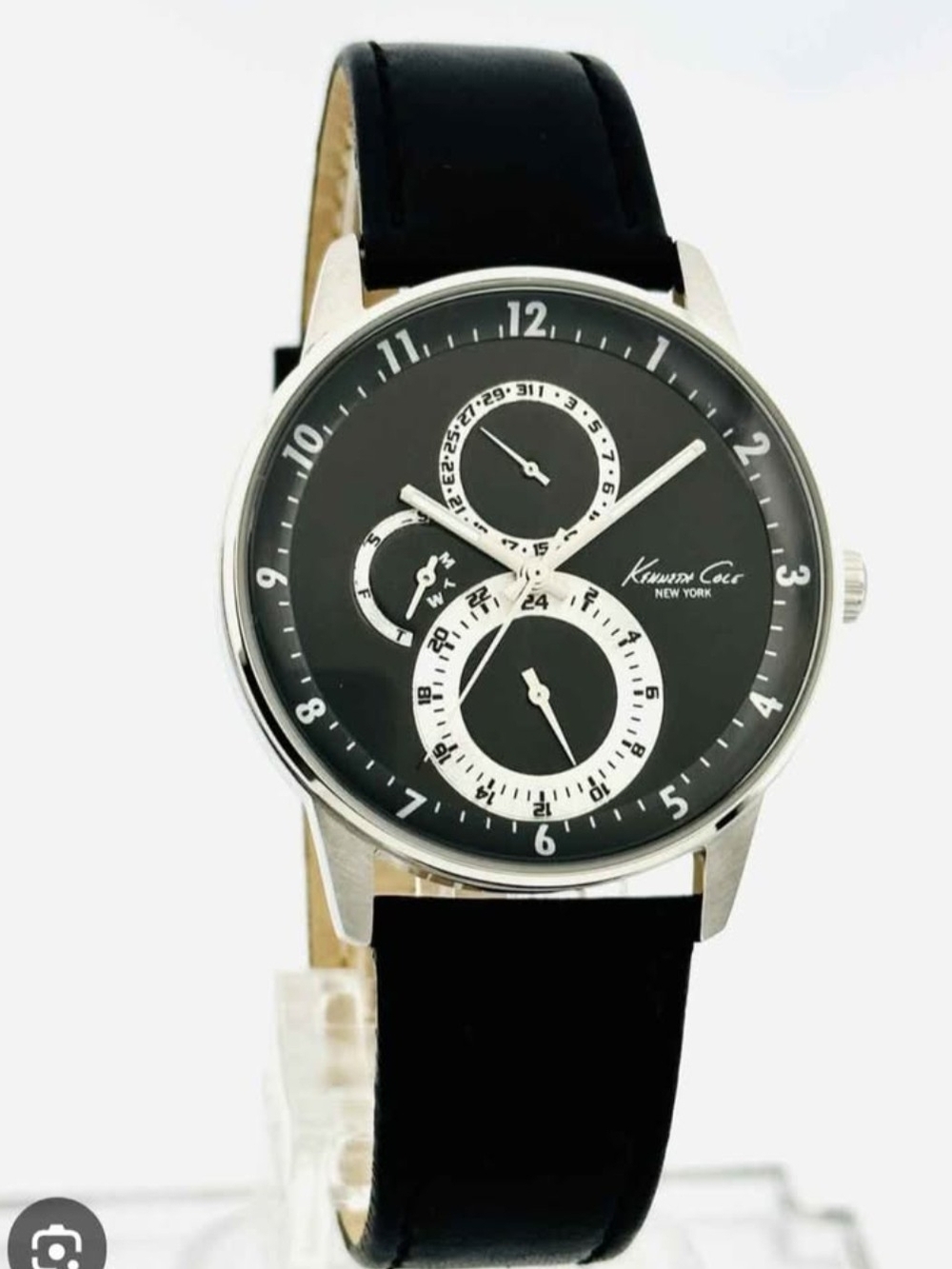 Kenneth Cole Black Multi-Function Dial Leather Watch